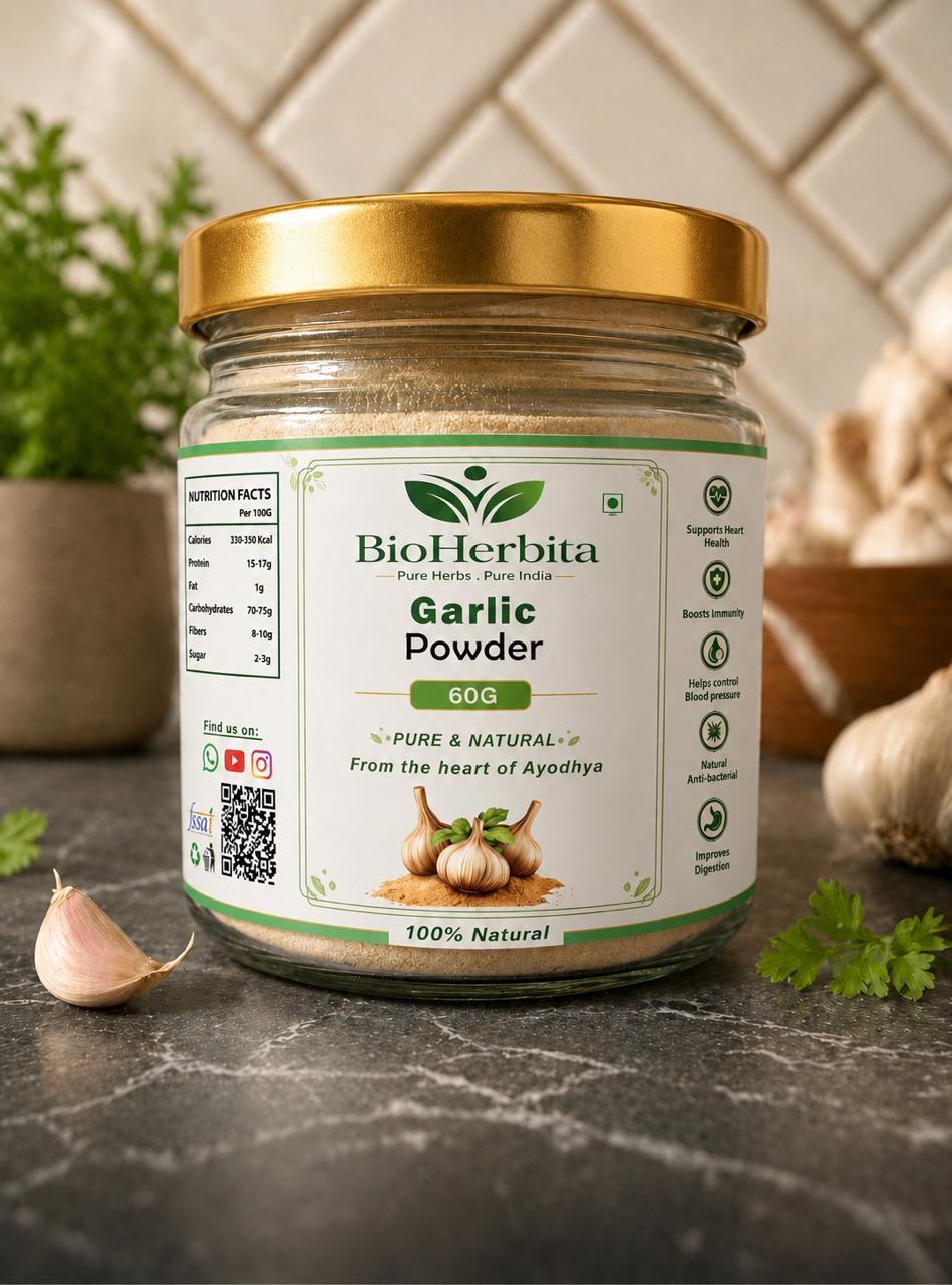 BioHerbita Premium Dehydrated Garlic Powder — pure kitchen essential, no preservatives
